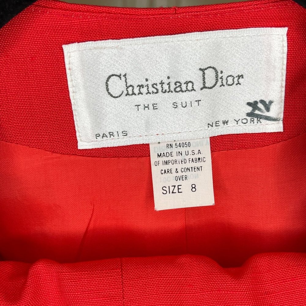 Christian Dior The Suit Blazer Skirt 2 piece Rayon Red Size 8 Vintage - Picture 4 of 10